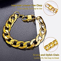 Gold Bracelet Men Women Hip Hop Jewelry Gift Large Big Chain 18K Palted Stainless Steel Stacking Layering Curb Chain Cuban Link