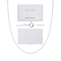 Ashine Sterling Silver Chain Silver Chain Necklace For Women Chain Necklace Valentine 08Mm Box Chain Spring Ring Clasp 16 Inch