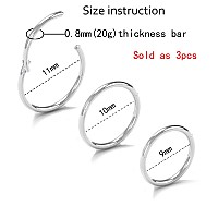 Newkeepsr 3Pcs08Mm20G 316L Surgical Steel Hinged Clicker Segment Seamless Rings Lobe Cartilage Tragus Earring Nose Hoop91