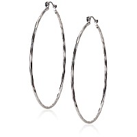 Lucky Brand Silver Hammered Hoop Earrings One Size