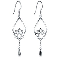 925 Sterling Silver Earrings Boruo Lotus Flower Yoga Earrings