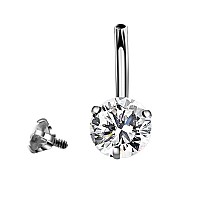 Yhmm 14G Surgical Steel Belly Button Rings Round Cubic Zirconia Navel Barbell Stud Body Piercing 26 Pcs 1Pc Clear