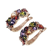 Vanessa Rose Gold Multi Gemstone Jewelry Sets For Womensparkling Garnet Amethyst Morganite Peridot Topaz Not Clip On Earrings