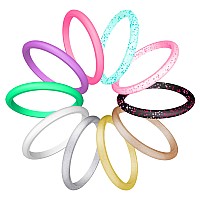 Luniqi Silicone Wedding Ring For Women Thin And Stackable Durable Rubber Safe Band For Love Couple Souvenir And Outdoor Activ