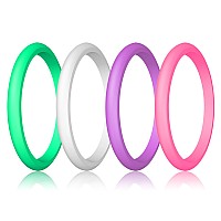 Luniqi Silicone Wedding Ring For Women Thin And Stackable Durable Rubber Safe Band For Love Couple Souvenir And Outdoor Activ