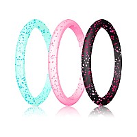 Luniqi Silicone Wedding Ring For Women Thin And Stackable Durable Rubber Safe Band For Love Couple Souvenir And Outdoor Activ