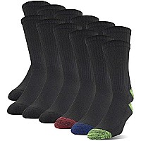 Gildan Mens Polyester Half Cushion Crew Socks 12Pack Assorted Shoe Size 1013