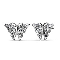 Cate Chloe Everlee Spirited White Gold Butterfly Earrings 18K Gold Plated Studs With Crystals Butterfly Stud Earring Set Wit