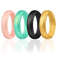 Roq Silicone Rubber Wedding Ring For Women Dome Solid Glitter Metallic Rubber Silicone Wedding Band Anniversary Rings Prom