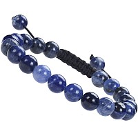 Massive Beads Gemstone Beaded Bracelets Natural Birthstone Healing Power Crystal Beads Macrame Adjustable Blue Sodalite 8Mm