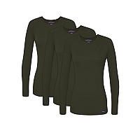 Sivvan Scrubs For Women Long Sleeve Comfort Underscrub Tee 3Pack S85003 Olive 3X