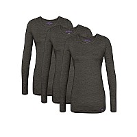 Sivvan Scrubs For Women Long Sleeve Comfort Underscrub Tee 3Pack S85003 Heather Charcoal M