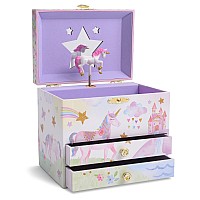 Jewelkeeper Musical Jewelry Box With 2 Pullout Drawers Unicorn Gifts For Girls Storage Box With Glitter Rainbow And Stars Un