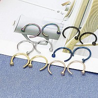 Fibo Steel 20G 12Pcs Stainless Steel Body Jewelry Piercing Nose Ring Hoop For Women6Mix Color 12Pcs 20G10Mm