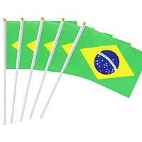 Kind Girl 25 Pack Hand Held Small Mini Flag Brazil Flag Brazilian Stick Flag Round Top National Country Flagsparty Decorations