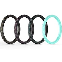 Thunderfit Thin And Stackable Silicone Rings 4 Pack Silicone Wedding Bands For Women Diamond Pattern