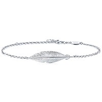 Amoraime Silver Bracelet For Women Lucky Simple Feather Bracelet Love 925 Sterling Silver Adjustable Jewelry For Women For Birth