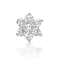 Lavari Jewelers Straight Stud 45Mm 22 Gauge White Cubic Zirconia Flower Nose Ring In 14K Gold