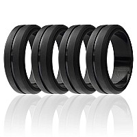 Roq Silicone Rubber Wedding Ring For Men Comfort Fit Mens Wedding Band Breathable Rubber Engagement Band 8Mm Wide 2Mm Thick