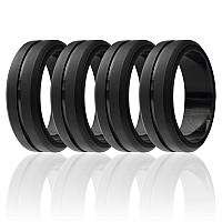 ROQ Men's Silicone Wedding Ring, 8mm, Size 7, Black,