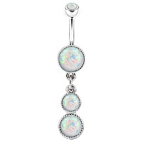 Cocharm 14G Opal Belly Button Rings Surgical Steel Dangle Navel Rings For Women Navel Piercing Jewelry