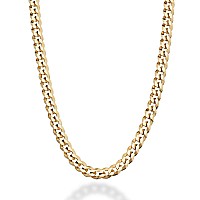 Miabella Solid 18K Gold Over 925 Sterling Silver Italian 5Mm Diamondcut Cuban Link Curb Chain Necklace For Women Men Made In I