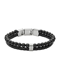 Fossil Mens Beaded Bracelet Color Smoke Model Jf03008793