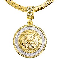 Metaltree98 Fashion Iced Cz Lion Head Medallion Pendant 20 Miami Cuban Chain Necklace Mcp 2048 G 20