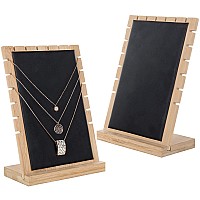 Mygift Modern Bamboo Necklace Jewelry Tabletop Display Boards Set Of 2Black