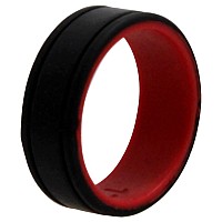 ROQ Men's Silicone Wedding Ring, Red & Black, Size 12