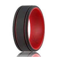 ROQ Men's Silicone Wedding Ring, Red & Black, Size 12