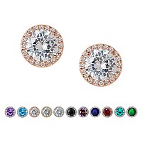 Sweetv Cubic Zirconia Stud Earrings For For Womengirlsbridesmaid Rose Gold Earrings For Weddingbridalprompartydaily Wear