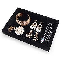 Valyria Velvet Empty Ring Earrings Tray Box Showcase Display Jewelry Organizer Black