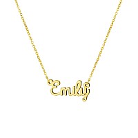 Awegift Name Necklace Big Initial Gold Plated Best Friend Jewelry Women Gift For Her Emily