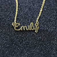 Awegift Name Necklace Big Initial Gold Plated Best Friend Jewelry Women Gift For Her Emily