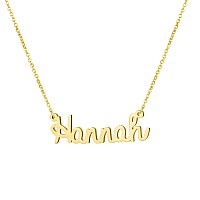 Awegift Name Necklace Big Initial Gold Plated Best Friend Jewelry Women Gift For Her Hannah