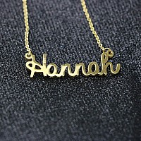 Awegift Name Necklace Big Initial Gold Plated Best Friend Jewelry Women Gift For Her Hannah