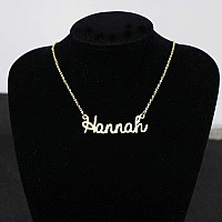 Awegift Name Necklace Big Initial Gold Plated Best Friend Jewelry Women Gift For Her Hannah