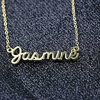 Awegift Name Necklace Big Initial Gold Plated Best Friend Jewelry Women Gift For Her Jasmine