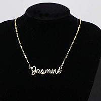 Awegift Name Necklace Big Initial Gold Plated Best Friend Jewelry Women Gift For Her Jasmine