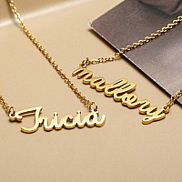 Awegift Name Necklace Big Initial Gold Plated Best Friend Jewelry Women Gift For Her Emma