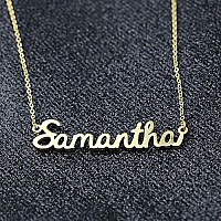 Awegift Name Necklace Big Initial Gold Plated Best Friend Jewelry Women Gift For Her Samantha