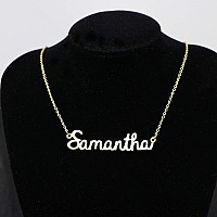 Awegift Name Necklace Big Initial Gold Plated Best Friend Jewelry Women Gift For Her Samantha