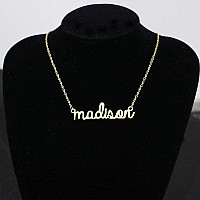 Awegift Name Necklace Big Initial Gold Plated Best Friend Jewelry Women Gift For Her Madison