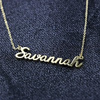 Awegift Name Necklace Big Initial Gold Plated Best Friend Jewelry Women Gift For Her Savannah