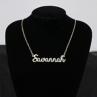 Awegift Name Necklace Big Initial Gold Plated Best Friend Jewelry Women Gift For Her Savannah