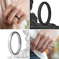 Thunderfit Womens Band Rings Thin And Stackable Silicone Rings Wedding Ring For Women 7 Pack