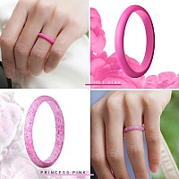 Thunderfit Womens Band Rings Thin And Stackable Silicone Rings Wedding Ring For Women 7 Pack