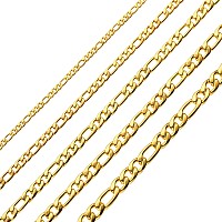 Chains For Men 18K Real Gold Plated Stainless Steel Figaro Necklace 4Mm 36 Inches