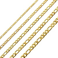 Chain For Men And Women 18K Real Gold Plated Stainless Steel Figaro Necklace 65Mm 34 Inches